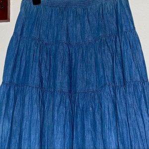 vintage tiered denim maxi skirt